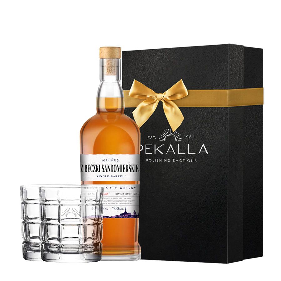 Zestaw VASO Whisky z Beczki Sandomierskiej + 2 szklanki do whisky z grawerem