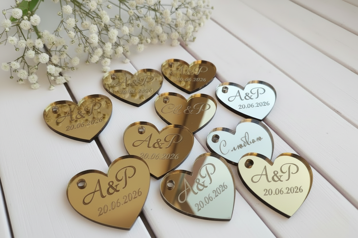 Złota winietka na kieliszek z imieniem personalizowana zawieszka z pleksi dla gości