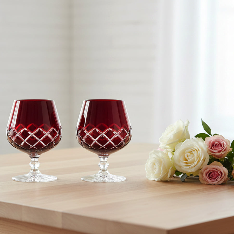 Whiskygläser aus Kristall, schwarz, 6 Stück, 240 ml