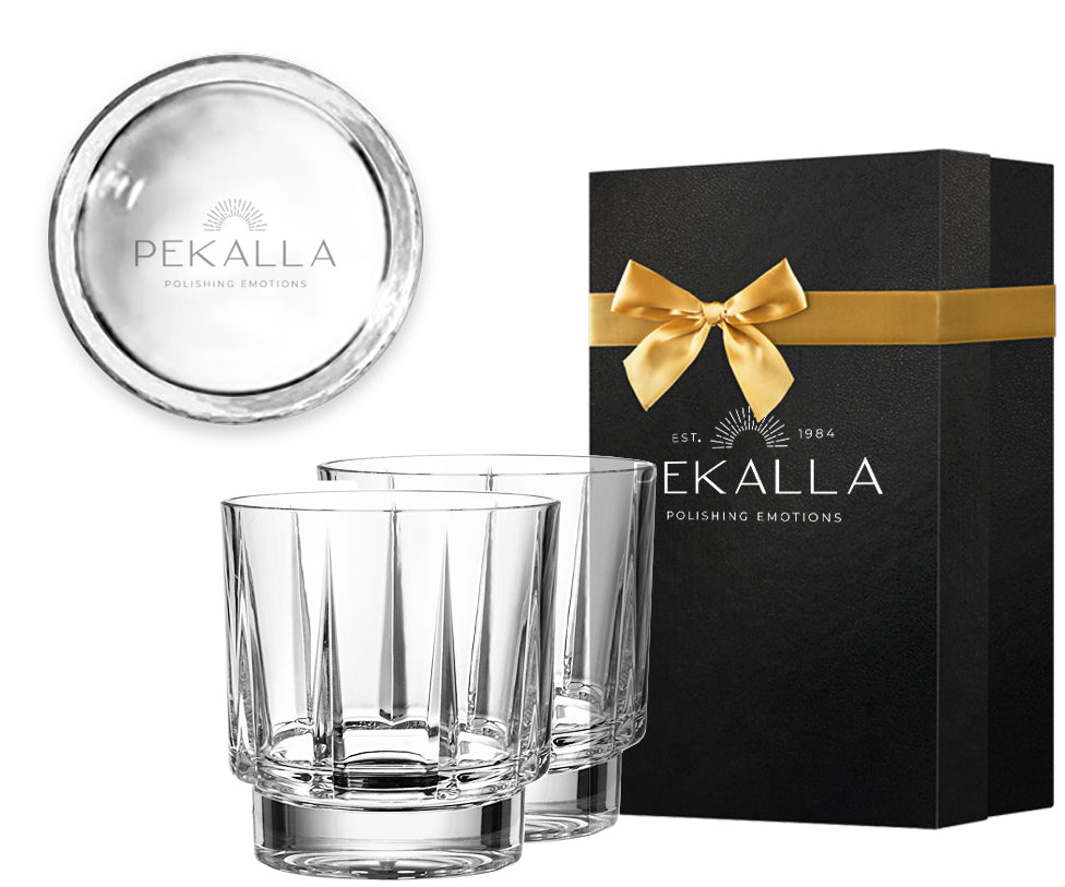 LINEA Szklanki kryształowe do whisky 2szt z logo w opakowaniu prezentowym, 300 ml