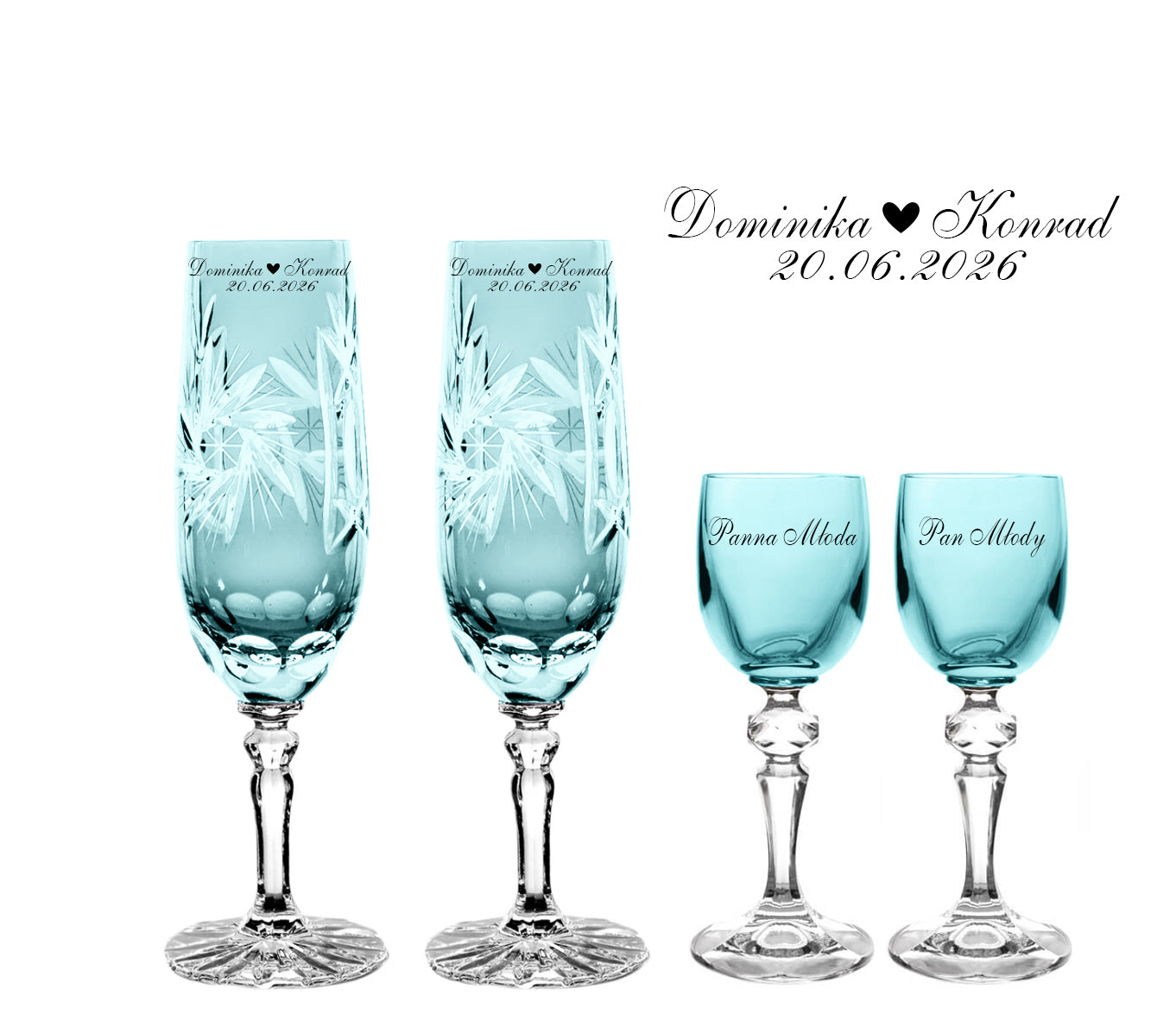 Kalatina Aqua Set aus Kristallweingläsern 2-tlg., Wasserglas 2-tlg., mit Gravur