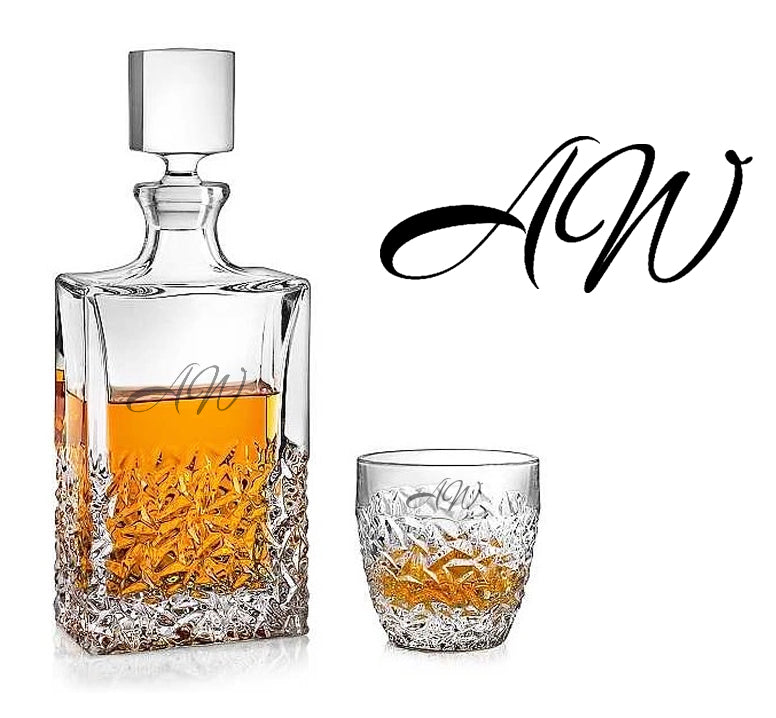 Set of carafe + crystal whiskey glasses 2 pcs Mocha