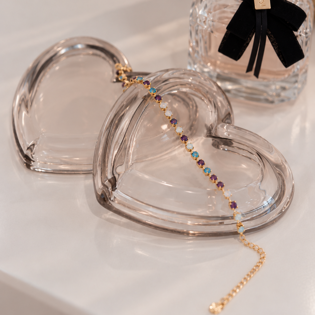 Mokka Crystal box for small jewelry with your initials/name