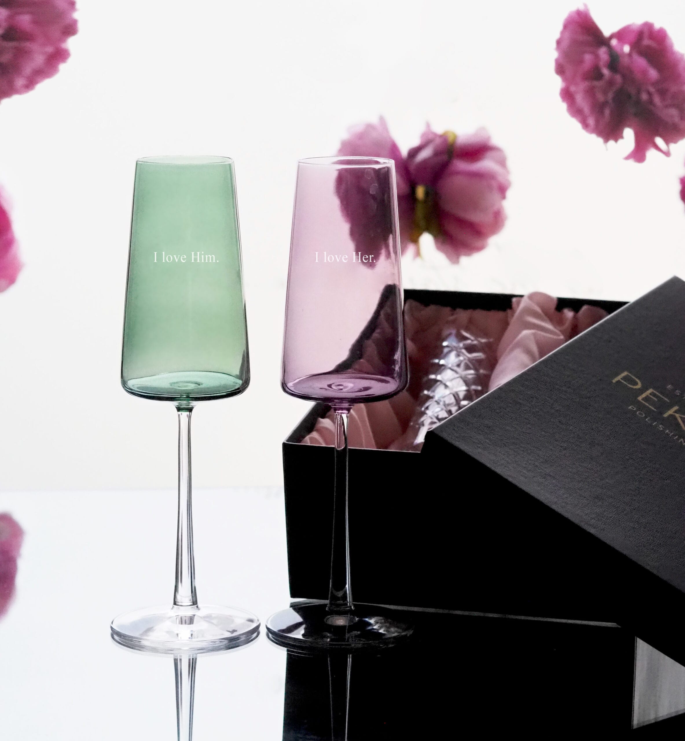 Vida Colorful Engraved Prosecco Champagne Glasses, 2 pcs, 240ml