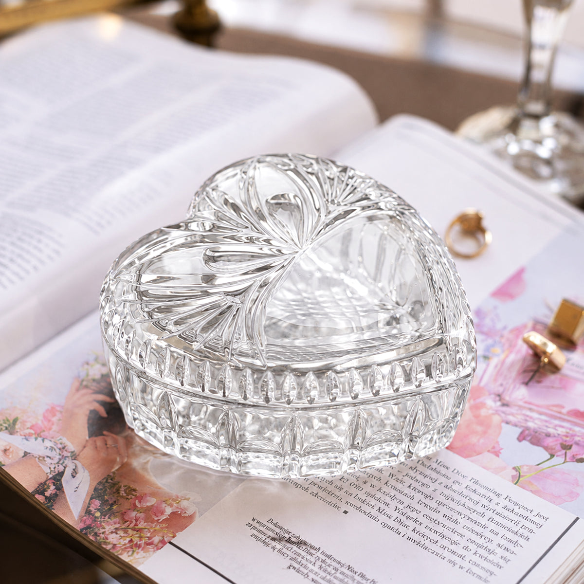 Crystal Heart Jewelry Box with Engraving Salmo
