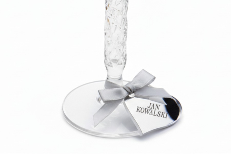 Srebrna winietka na kieliszek z imieniem personalizowana zawieszka z pleksi dla gości (Kopia)