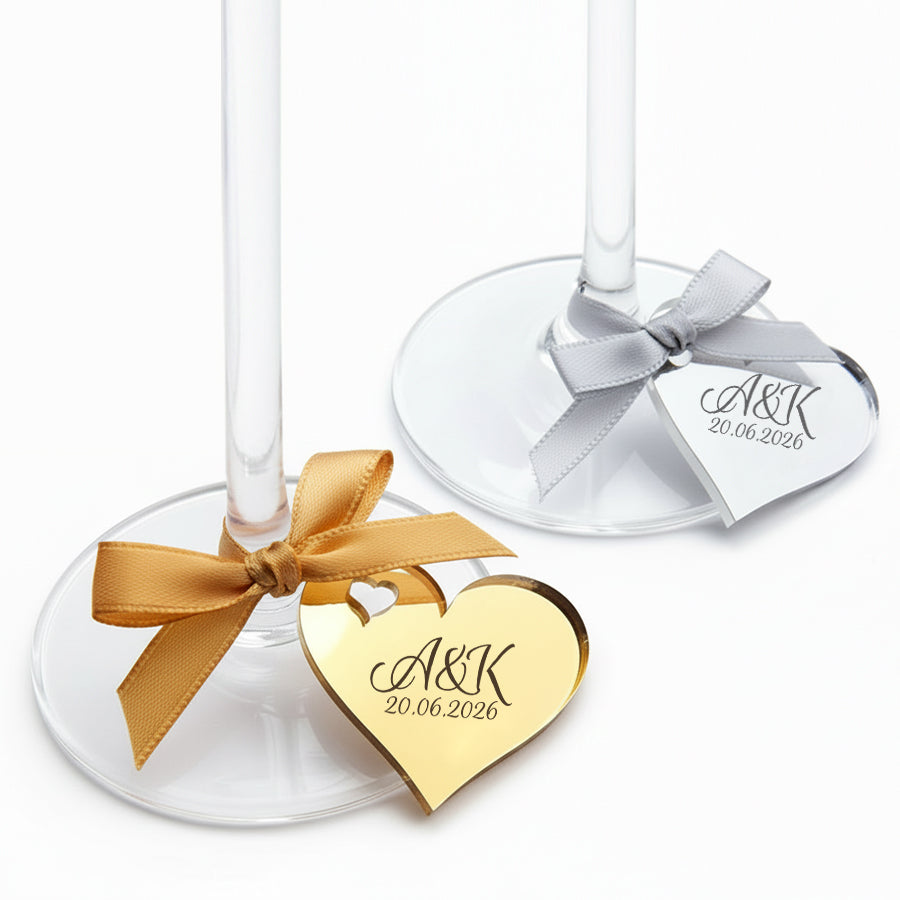 Zawieszka na kieliszek z lustrzanego akrylu, personalizowana pamiątka i podziękowanie na Ślub