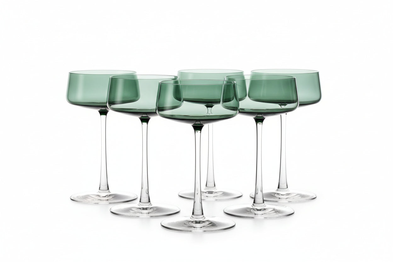 Vida Kolorowy Kieliszek do szampana Martini Malachit, 6szt, 230ml
