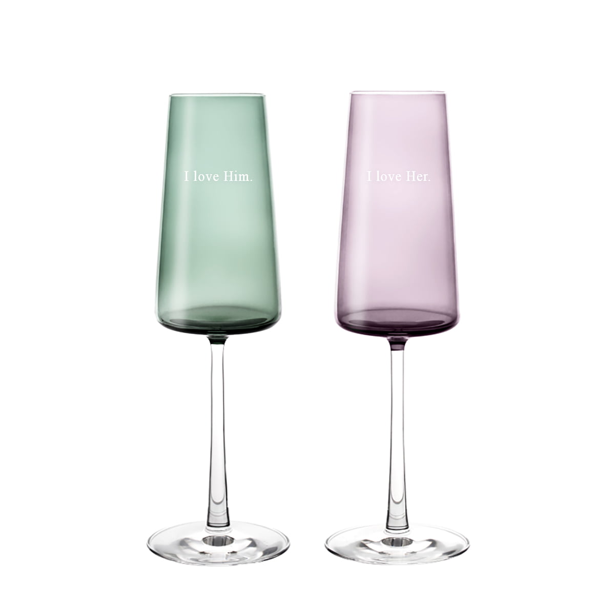 Vida Kolorowe Kieliszki do szampana prosecco z grawerem, 2szt, 240ml