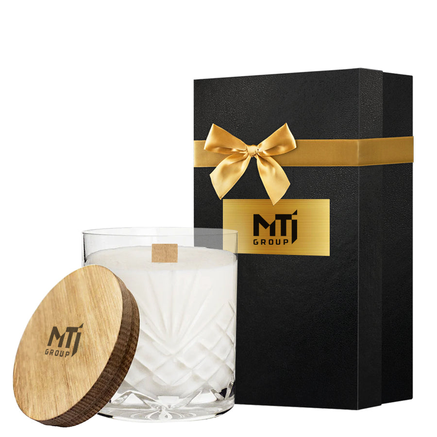 Crystal Scented Soy Candle with Wooden Lid and Engraving