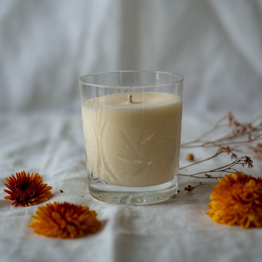 Crystal Scented Soy Candle with Wooden Lid and Engraving