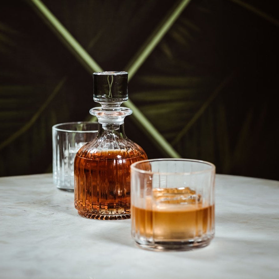 Lakrima Zestaw Karafka + kryształowe szklanki do whisky 3-elementy, 360ml