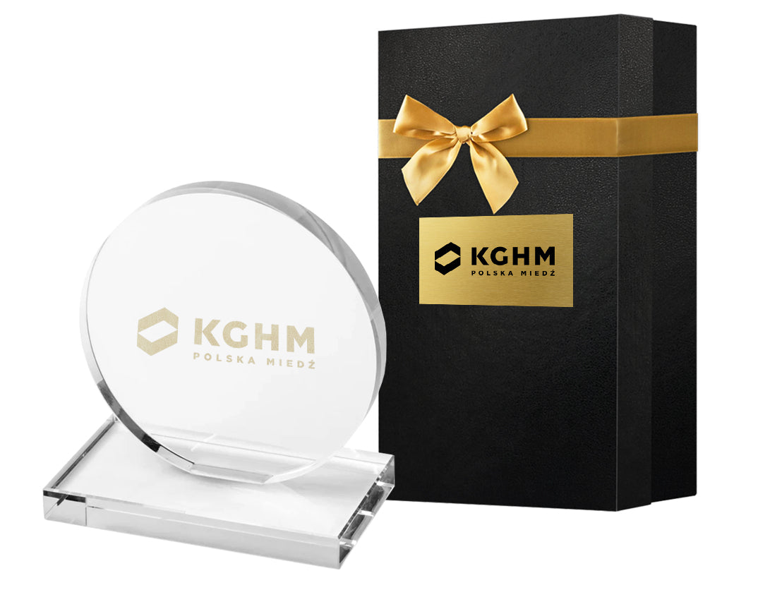 Biznesowy prezent szklany przycisk na biurko z logo