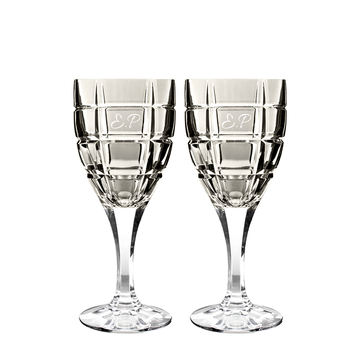 Vaso II Nowoczesne kieliszki kryształowe do wina Mokka z inicjałami, 300 ml, 2szt
