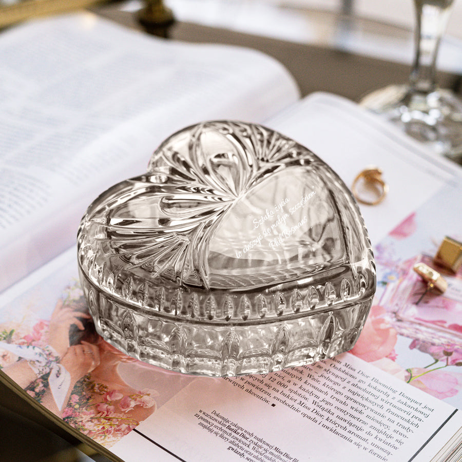 Crystal Heart Jewelry Box with Engraving Salmo