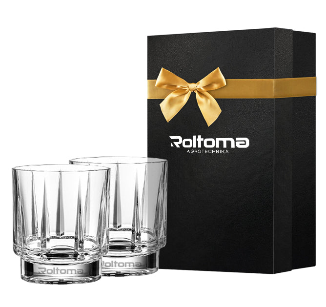 LINEA Szklanki kryształowe do whisky 2szt z logo w opakowaniu prezentowym, 300 ml