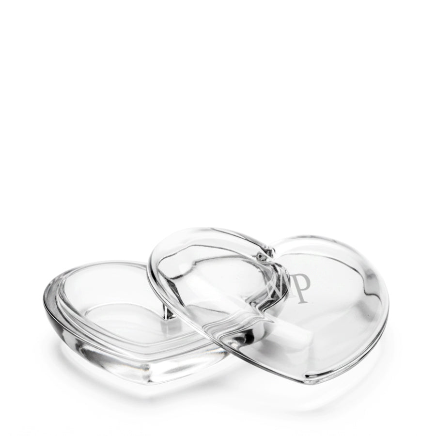 Kryształowa bezbarwna szkatułka na biżuterię z inicjałami