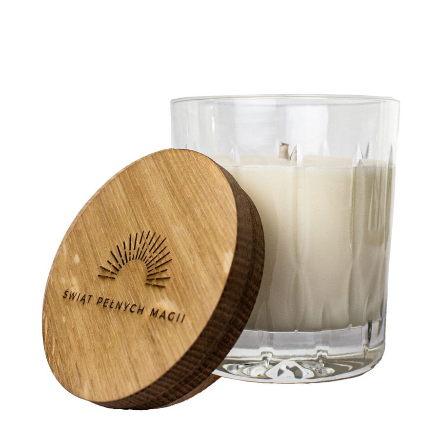 Crystal Scented Soy Candle with Wooden Lid and Engraving