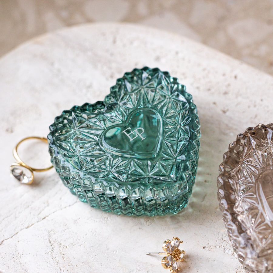 Malachit-Kristall-Box für kleinen Schmuck mit Ihren Initialen/Namen