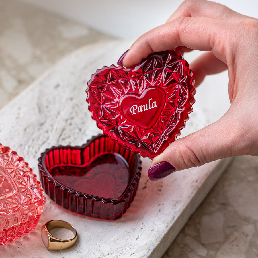 Ruby Crystal box for small jewelry with your initials/name