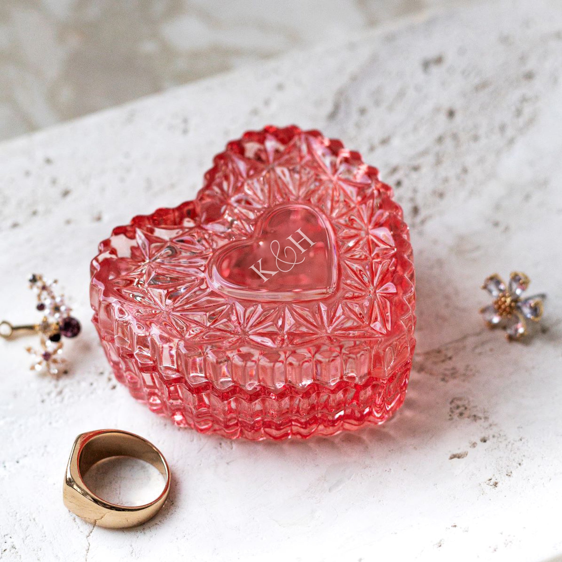 Mokka Crystal box for small jewelry with your initials/name