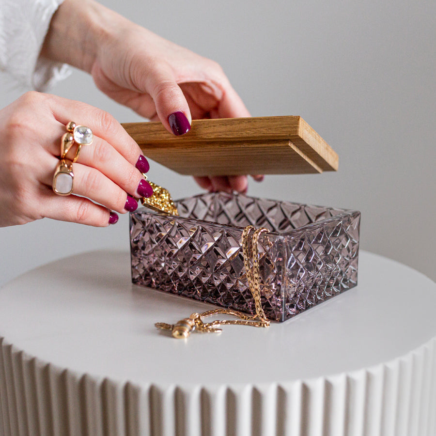 Crystal Heart Jewelry Box with Engraving Salmo