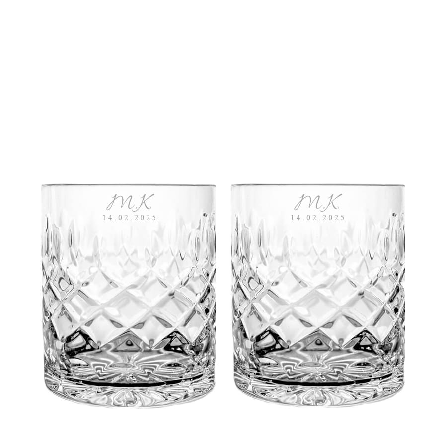 Lavo szklanki kryształowe do whisky z inicjałami, 2szt, 240ml