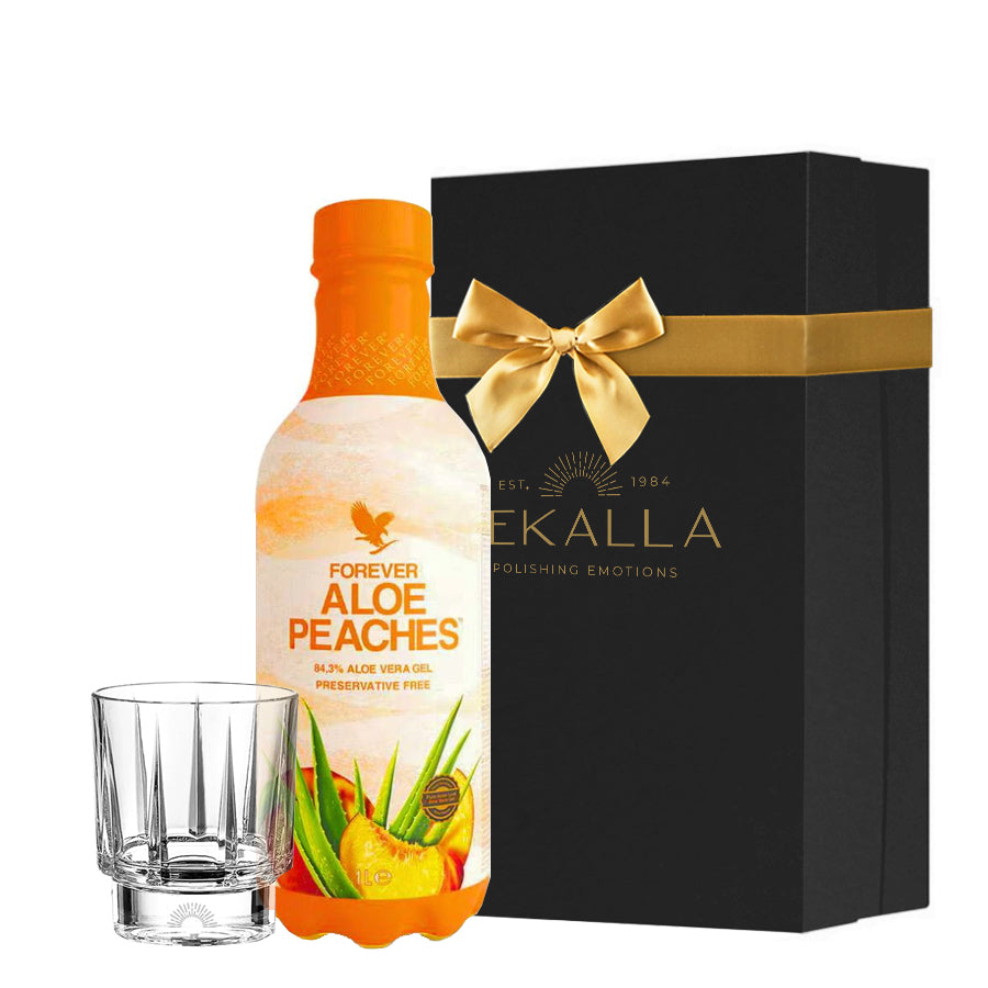 Zestaw wellness – Aloes Forever Living & Szklanka kryształowa Pekalla