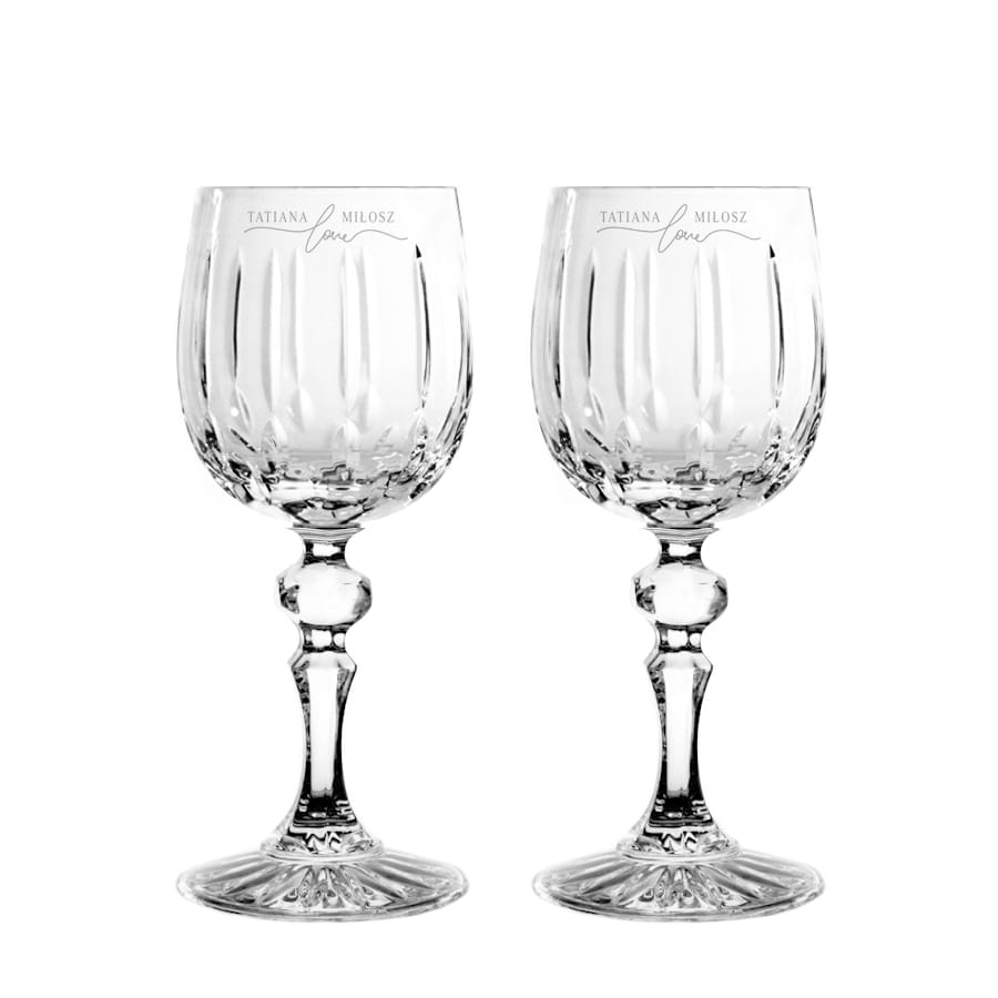 Lakrima kieliszki kryształowe do wina z imionami Pary Młodej, 2szt, 190ml