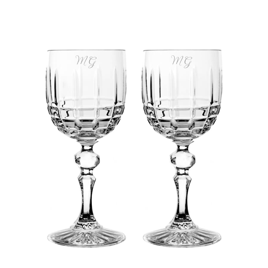 VASO kieliszki kryształowe do wina, 2szt z grawerem inicjałów, 190ml