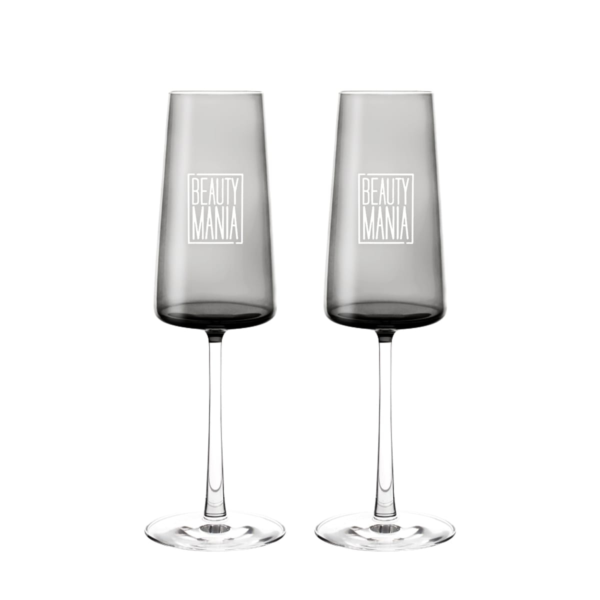 Vida Kolorowe Kieliszki do szampana prosecco Gris z grawerem, 2szt, 240ml