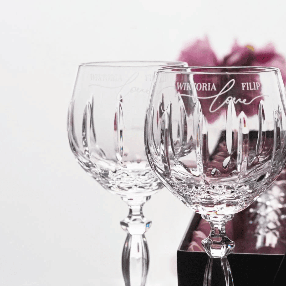 Lakrima kieliszki kryształowe do wina z grawerem Love, 2szt, 240ml