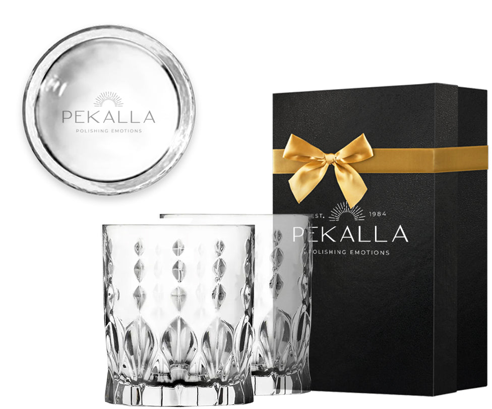 ARONA Szklanki kryształowe do whisky 2szt z logo w opakowaniu prezentowym, 320 ml