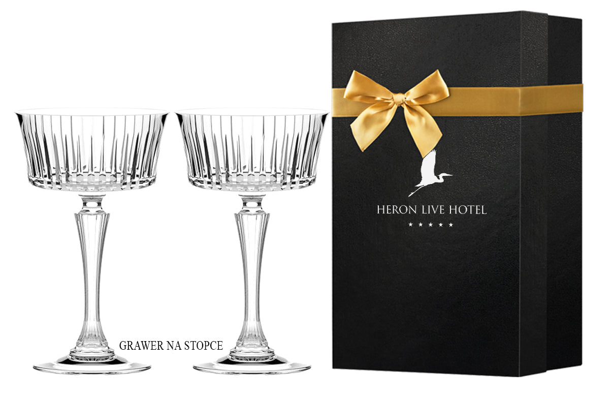 Biznesowy gift Kieliszki kryształowe LAKRIMA do szampana 2 szt z logo firmy