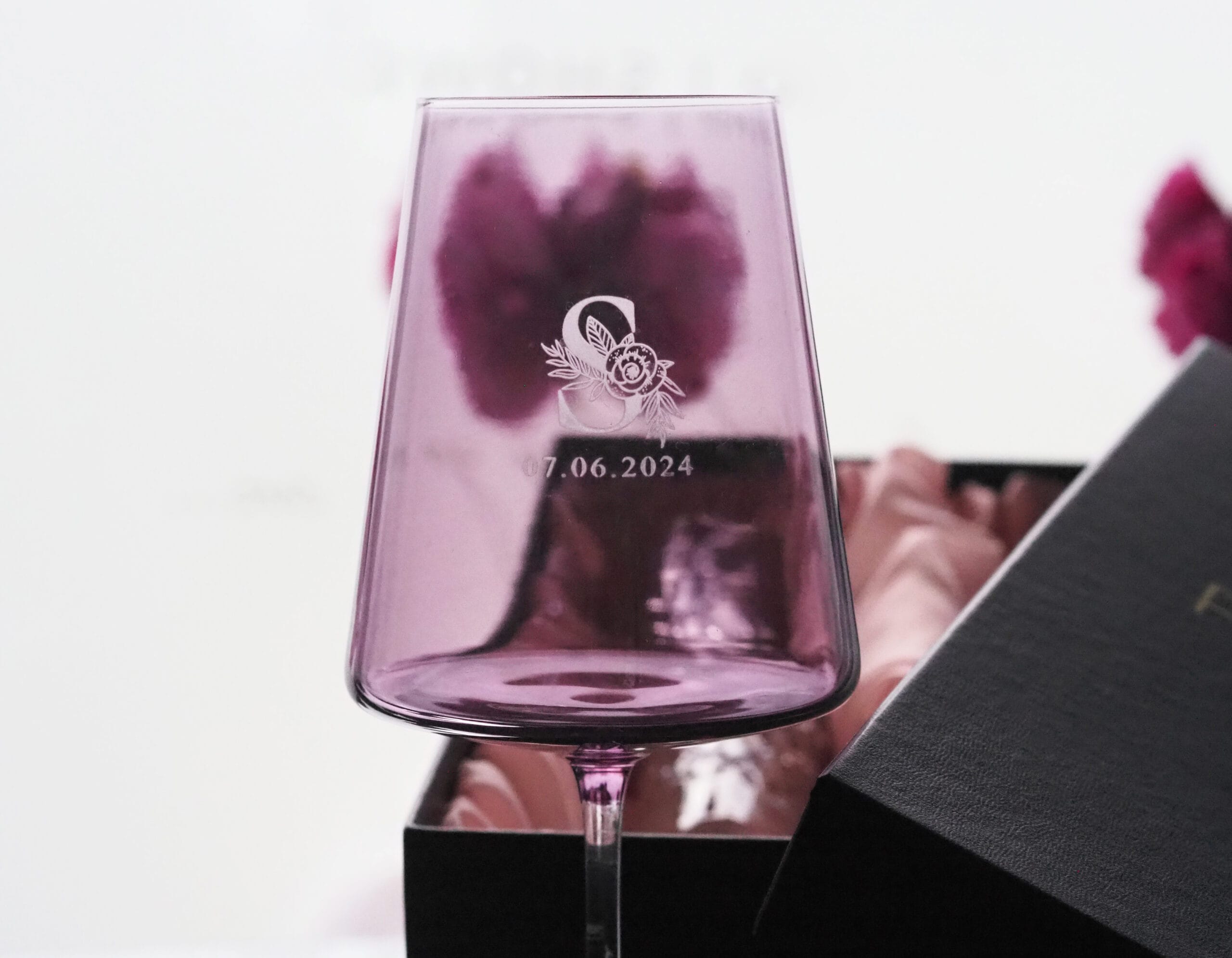 Vida Kolorowe Kieliszki do wina Slate z grawerem na ślub, 2szt, 400ml