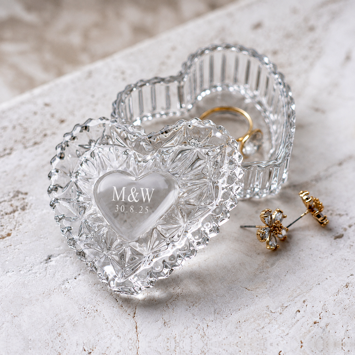 Mokka Crystal box for small jewelry with your initials/name 