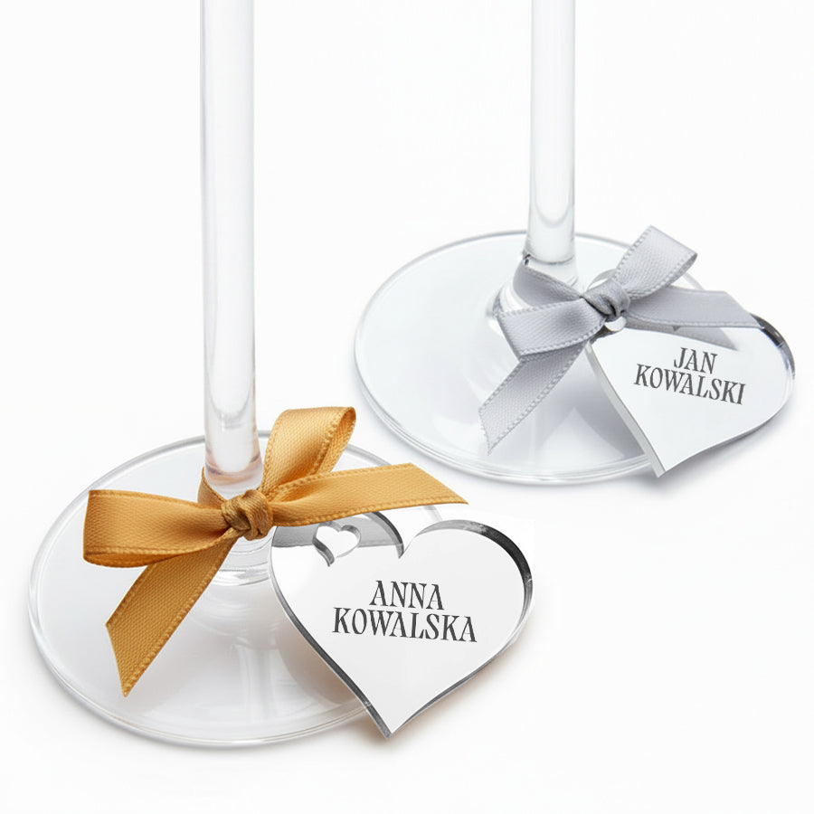 Srebrna winietka na kieliszek z imieniem personalizowana zawieszka z pleksi dla gości (Kopia)