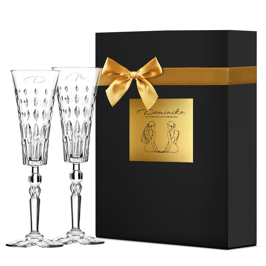 Lavo Kristall Sektgläser mit Gravur, 2 Stück, 140ml 