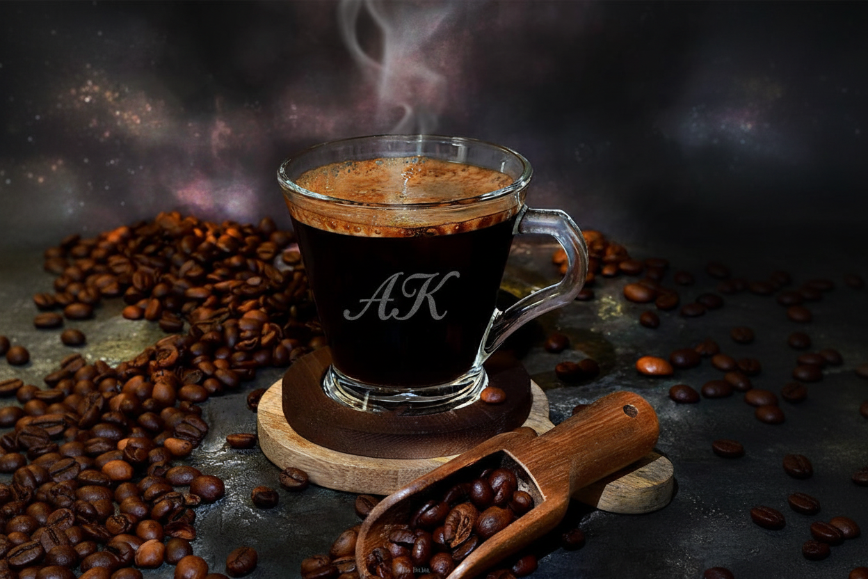 Szklanka filiżanka do kawy/herbaty z grawerem inicjałów 160 ml