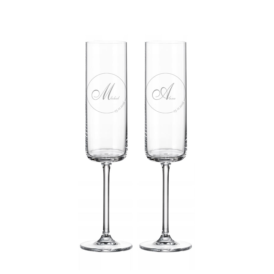 Vida Colorful Champagne Glasses Prosecco Mist with Engraving, 2pcs, 240ml 