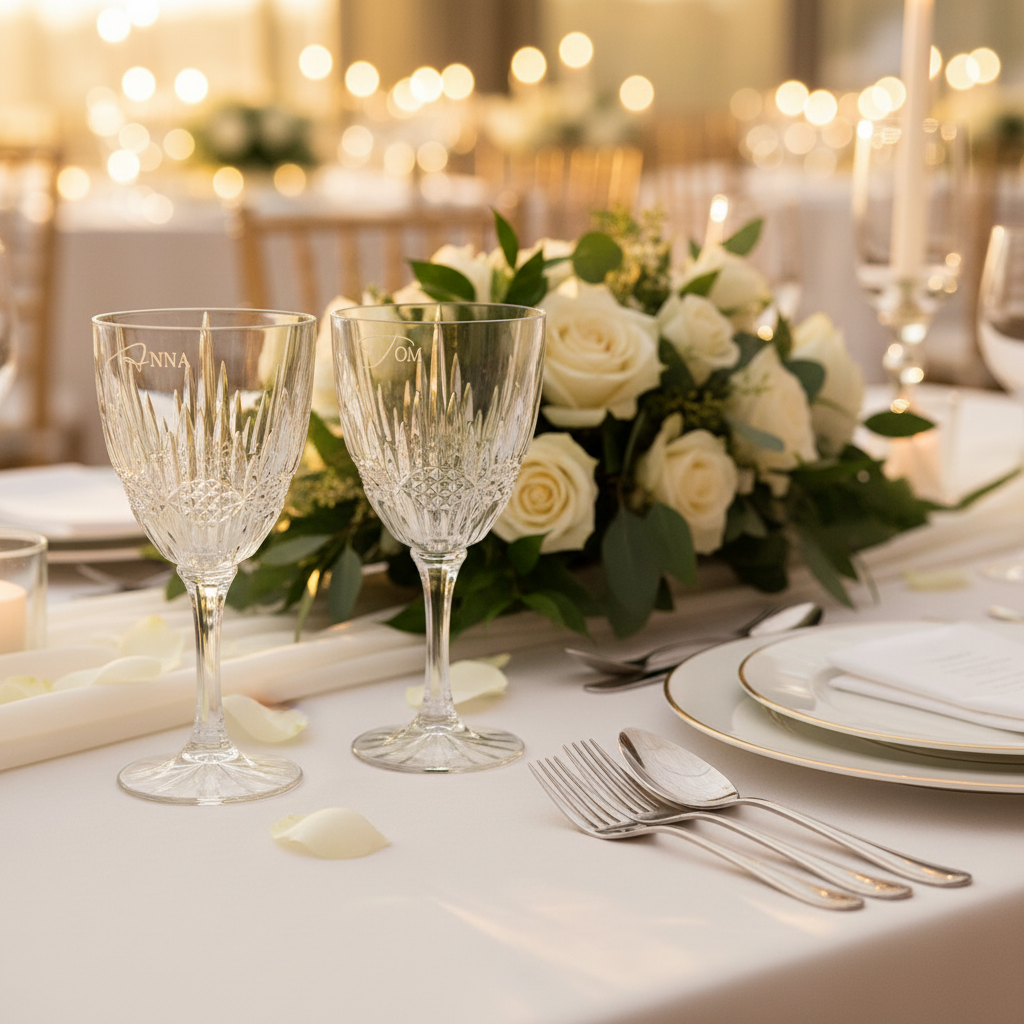 VASO Kristallweingläser, 2 Stück mit Gravur, 190ml 