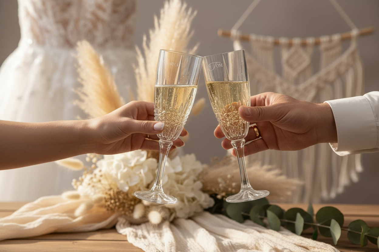 VASO Kristallweingläser, 2 Stück mit Gravur, 190ml 