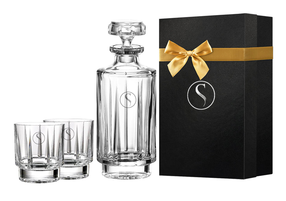 Zestaw premium Karafka i 2 szklanki do whisky LINEA z Logo firmy