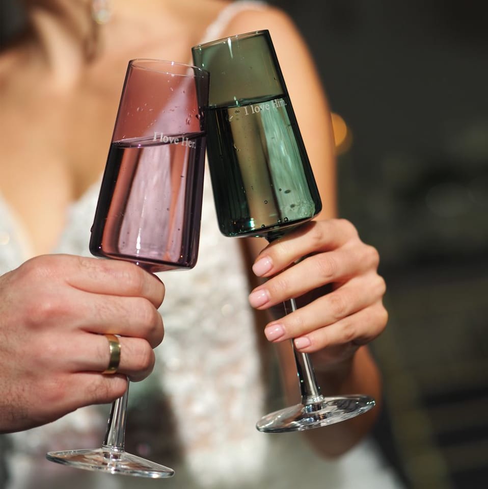Vida Kolorowe Kieliszki do szampana prosecco z grawerem, 2szt, 240ml