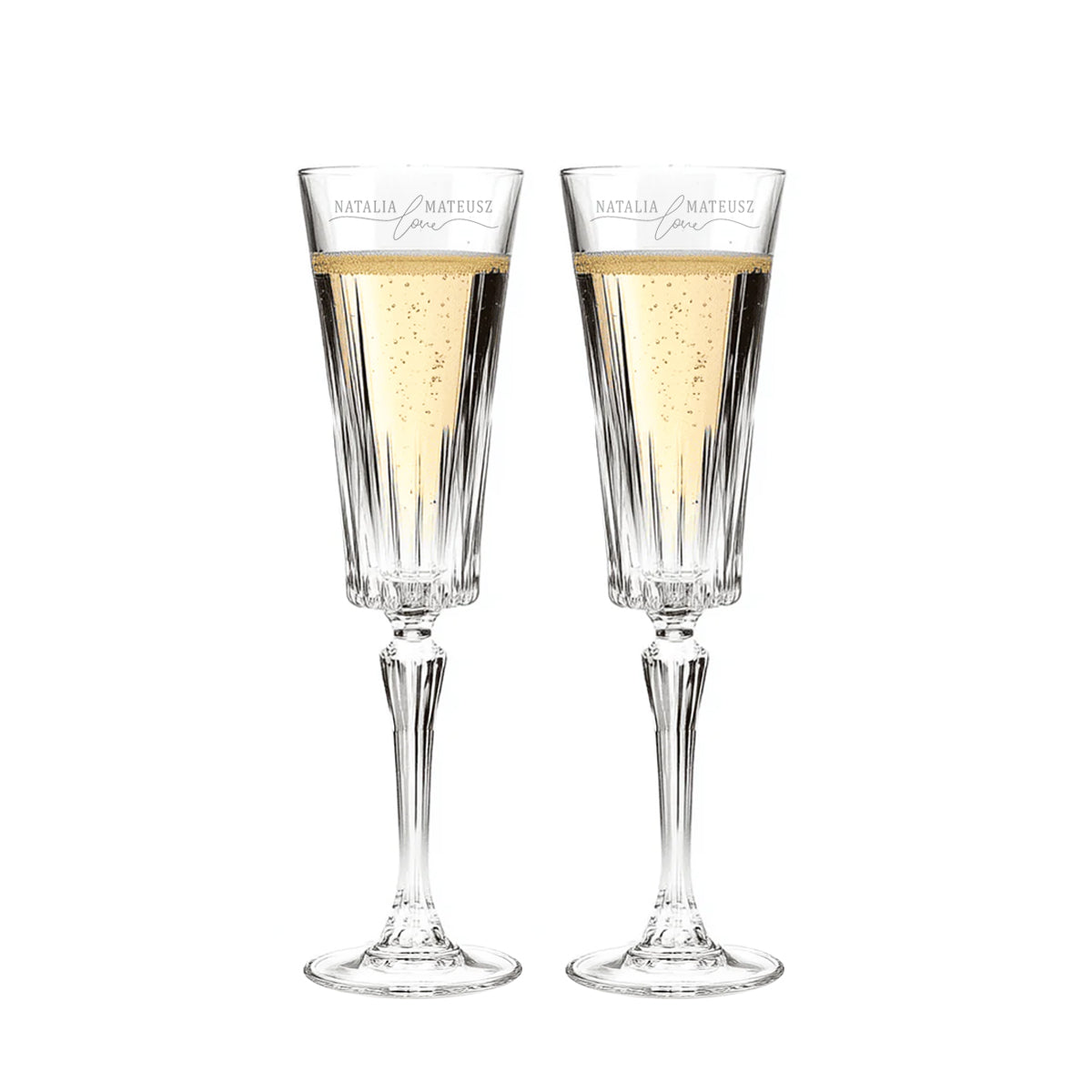 Lakrima Kieliszki kryształowe do szampana z imionami, 2szt, 140ml