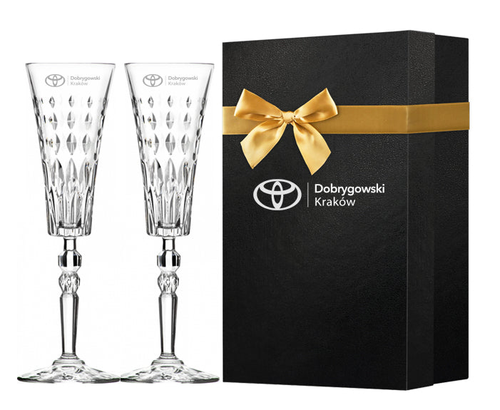 Biznesowy gift Kieliszki kryształowe do szampana 2 szt z logo firmy