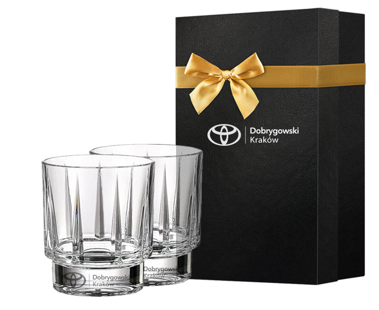LINEA Szklanki kryształowe do whisky 2szt z logo w opakowaniu prezentowym, 300 ml