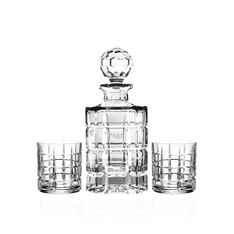 Vaso Karafka + kryształowe szklanki do whisky z grawerem inicjałów, 2szt, 240ml