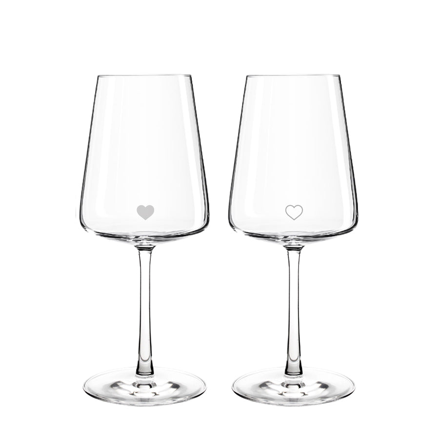 Vela  Nowoczesne Kieliszki do wina z grawerem serca dla niej i dla niego, 2szt, 400ml