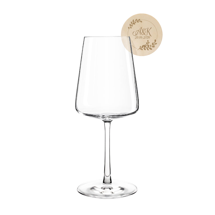 Drewniana winietka na kieliszek personalizowana zawieszka dla gości